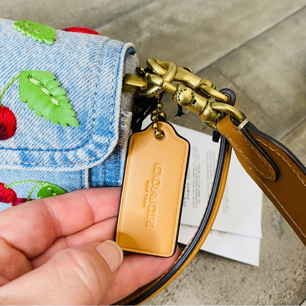 NWT Coach SMALL Cherry Denim Tabby 20 Shoulder Bag Crossbody - Picture 11 of 16